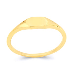 14k Yellow or White Gold Dainty Signet Ring Personalize This - Etsy