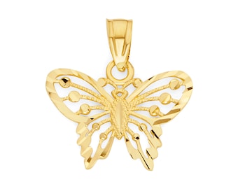 10k Real Solid Gold Butterfly Necklace, Butterfly Pendant Gift for Women Personalized Gift Engraved Necklace Gifts for Mom, Anniversary Gift