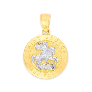 Medalla de San Jorge en oro de 14 k, colgante de San Jorge y el dragón, joyería religiosa