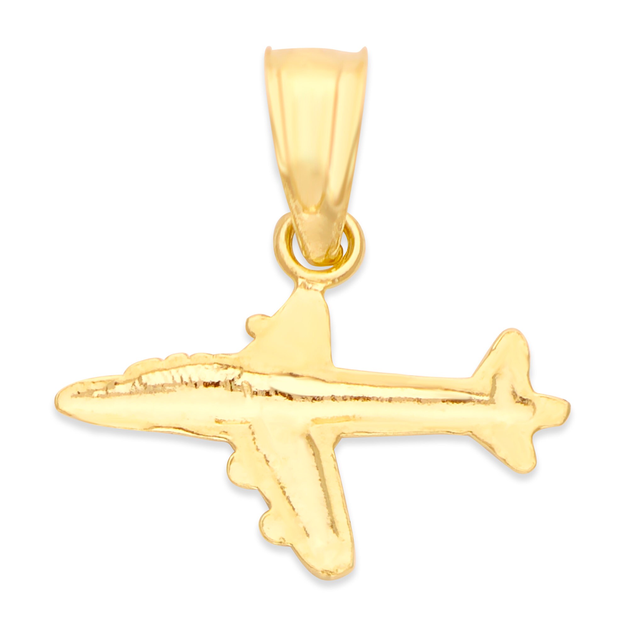 10k Real Solid Gold Airplane Necklace With Gold Chain Pilot Etsy