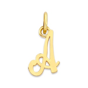 Mini pingente inicial em ouro maciço disponível em ouro 10k ou 14k, pingente com letra personalizada fofa para prender em pulseira ou colar