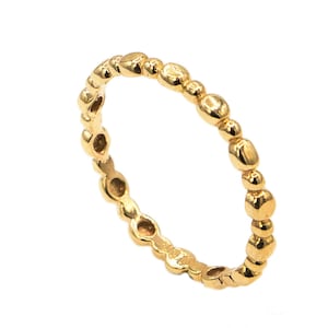 10k Yellow Gold Eternity Ring with Polished Finish, Solid Gold MIDI Ring