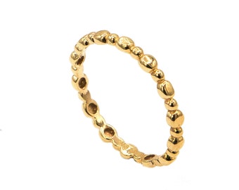 10k Yellow Gold Eternity Ring with Polished Finish, Solid Gold MIDI Ring