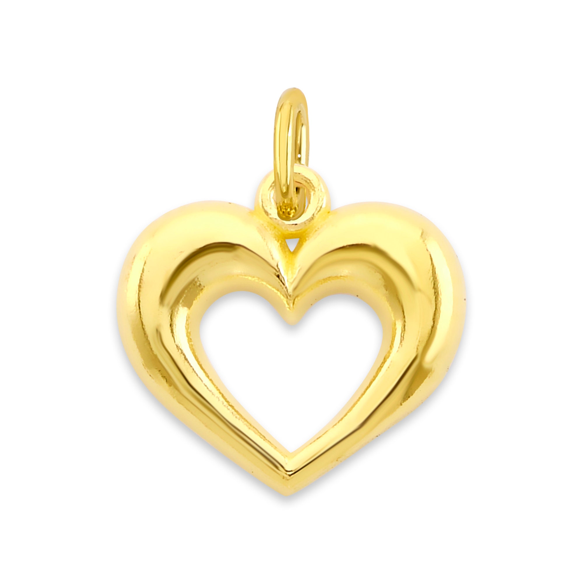 14K Solid Gold Heart, Turtle, Clover Leaf Charms | Solid Gold Dainty Pendant | Tiny Gold Charm | Minimalist Pendant Dark Blue / Heart
