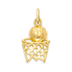 Real Solid Gold Basketball Charm in 10k or 14k Gold, Dainty Sports Charm for Charm Bracelet or Charm Necklace