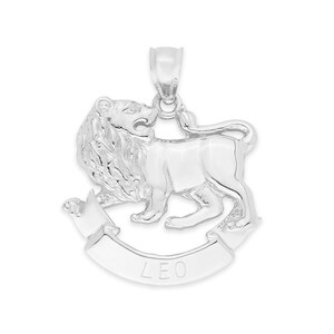Silver Leo Pendant, Large 925 Sterling Silver Leo Zodiac Charm for Necklace, Perfect for Layered Necklace, Unisex Zodiac Jewelry