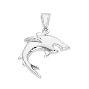 Sterling Silver Shark Pendant: Ocean Beach Jewelry Gift