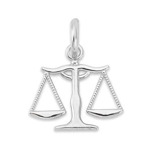 14k Solid White Gold Libra Scale Charm - Scales of Justice Charm