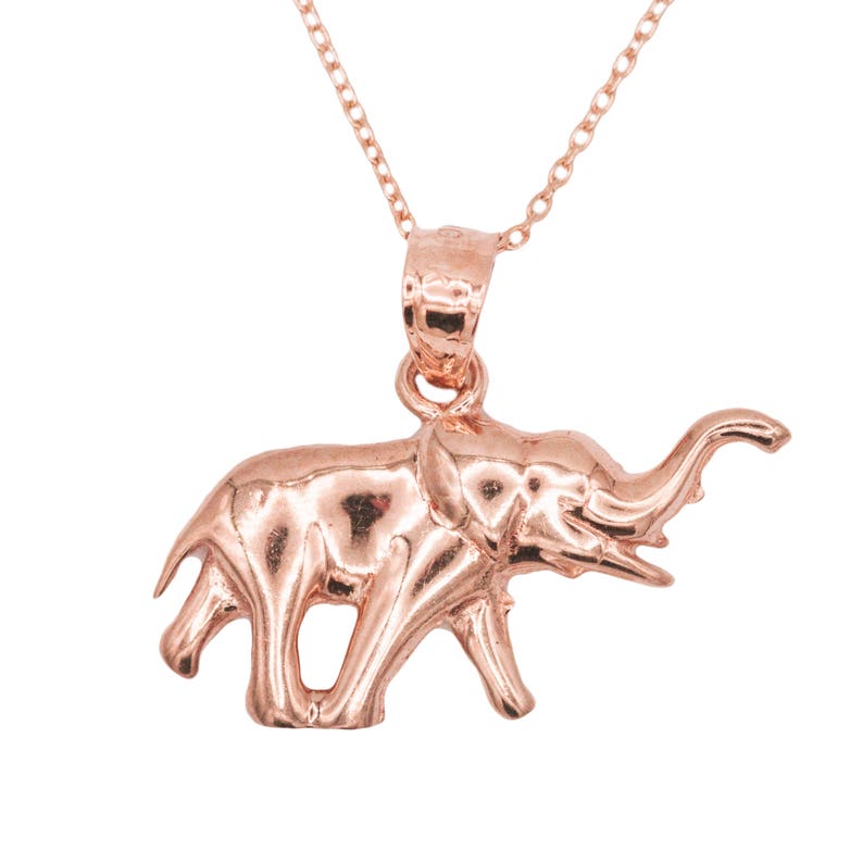 10k Rose Gold Elephant Necklace With Chain Good Luck Charms Jewelry Animal