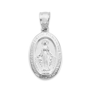 925 Sterling Silver Miraculous Medal Necklace - Medal of Our Lady of Graces Silver Virgin Mary Necklace Anniversary Gift for Her