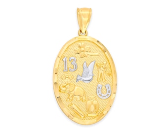 10k Solid Gold Lucky Charm Pendant - Elephant, Clover, Horseshoe, Good Luck Necklace