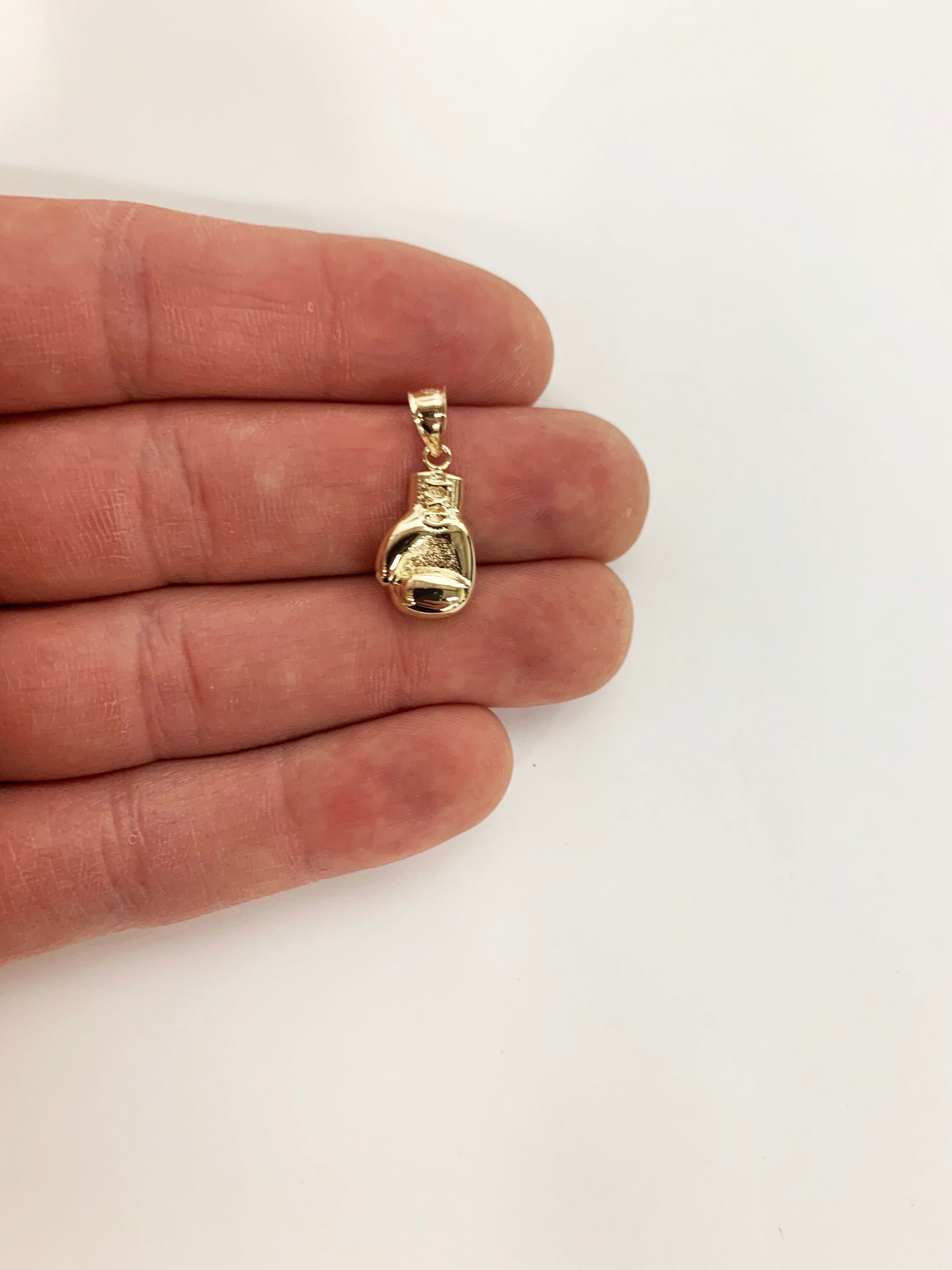Real 14k Gold Boxing Glove Necklace Golden Glove Pendant Etsy