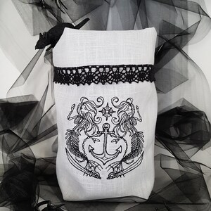 Halloween Lantern Light Bag Mermaids EMBROIDERED Linen Lace