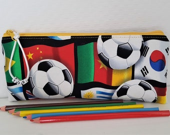 Pencil case bag football cotton zipper.