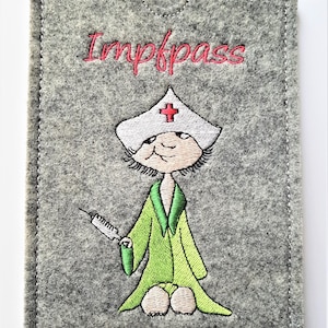 Vaccination passport sleeve nurse made of felt BESTICKT