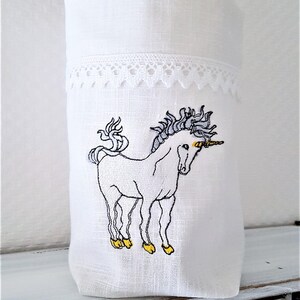 Light bag gift bag light bag Utensilo unicorn GESTICKT linen