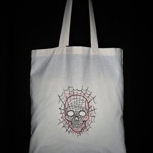 Jute bag tote bag Skull Skull SKULL GESTICKT. Long honed.