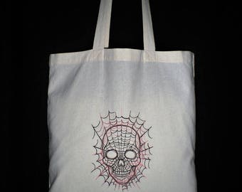 Jute bag tote bag Skull Skull SKULL GESTICKT. Long honed.