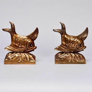 Italian Art Deco Cast Bronze Fish Bookends [7762]