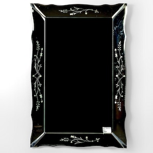 Large Italian Venetian Mirror With Etched Scalloped Frame [6470]