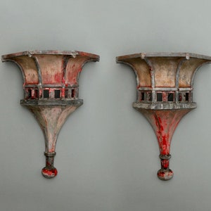 Extra Large Architectural Zinc Finials with Original Paint - Pair [6512]