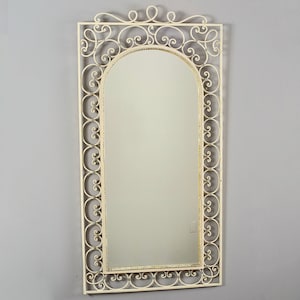 Tall French White Scrolled Iron Wall Mirror [1832]