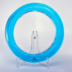 Vetri Murano Clear Glass Dinner Plates with Green Center 9255