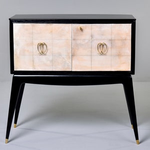 Italian Ebonised Bar Cabinet with Parchment Doors [11367]
