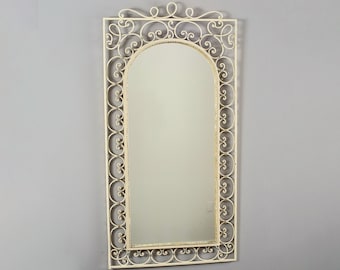 Tall French White Scrolled Iron Wall Mirror [1832]