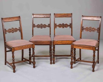 Late 19th Century Victorian English Side Chairs - Set of Four [12502]