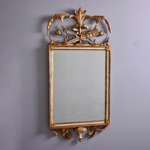 Vintage Gilt Wood Framed Mirror with Fancy Crest 11062 image 1