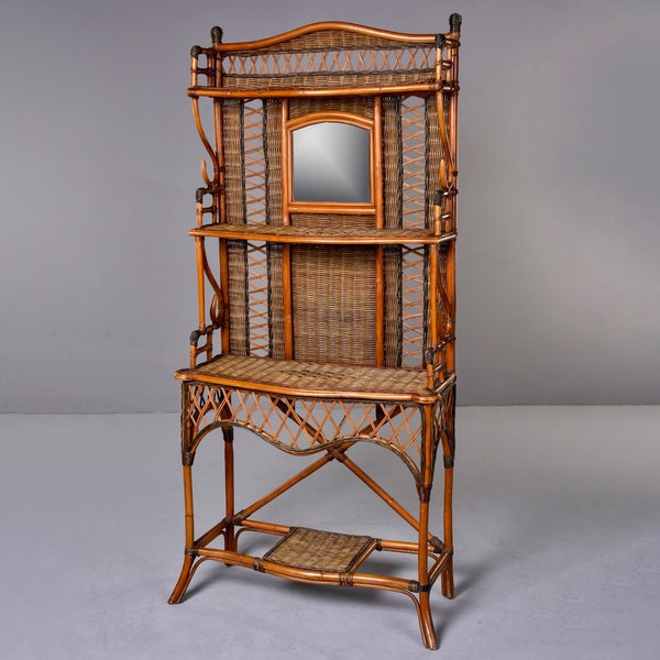 Vintage English Rattan and Wicker Hall Stand [10534]