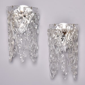 Murano Glass Pendant Sconces Attributed to Barovier - Pair [11348]