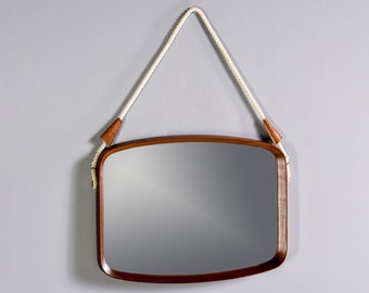 Mid Century Italian Mahogany Rectangular Shape Mirror [10003]