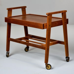 Mid Century Teak Cart or Side Table on Casters [11518]
