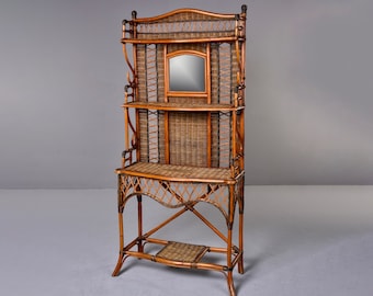 Vintage English Rattan and Wicker Hall Stand [10534]