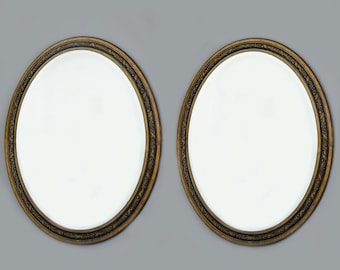 Large Art Nouveau Cast Bronze Oval Wall Mirrors [11556]