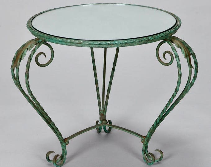 Italian Wrought Iron Accent Table With Mirror Top 2956 Etsy