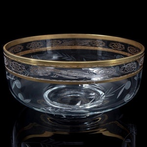 French Gold Trimmed Crystal Serving Bowl Attributed to St. Louis [5122]