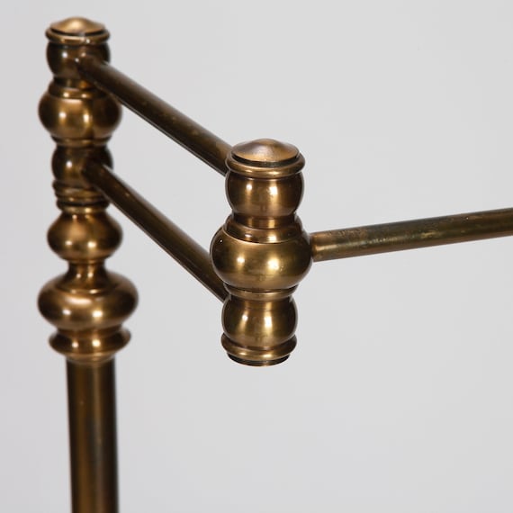 1930s English Brass Swing Arm Library Floor Lamp 6948 India Brass Swing Arm Library Floor Lamp 6948, Library Floor Lamp Bronze