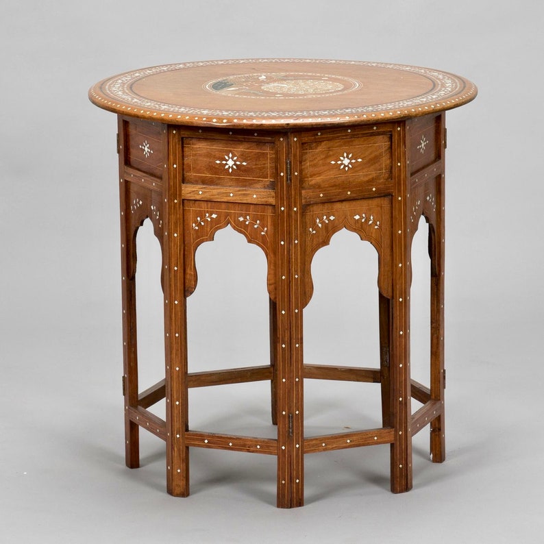 Moorish Side Table With Inlaid Pea Design 8404