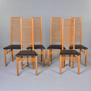 Mid Century Italian Tall Ladder Back Chairs - Set of 6 [12196]