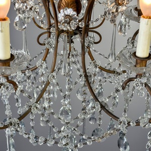 Italian Crystal and Gilt Wood Six Light Chandelier c.1920 4388 image 5