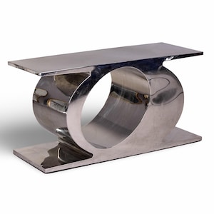 French Inox Steel Sculptural Console or Sofa Table [10762]