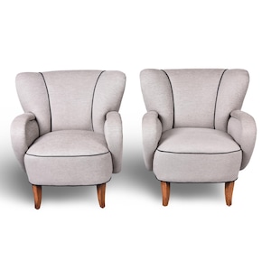 Vintage Italian Channel Back Chairs with New Upholstery - Pair [11089]