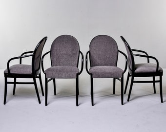 1960s Mid Century Ebonized Bentwood Armchairs, Set of Four [9658]