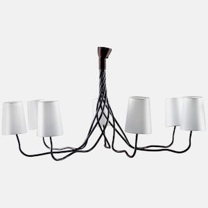 X Large Wrought Iron Chandelier with White Shades [8576]