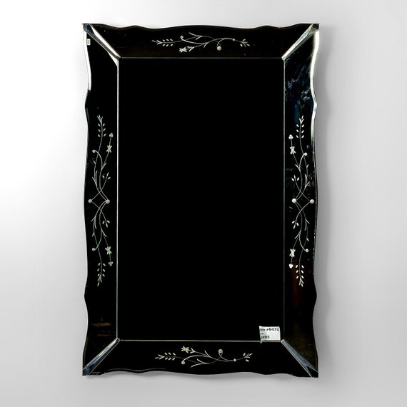 Extra Large Italian Venetian Mirror With Etched Scalloped Frame 6470