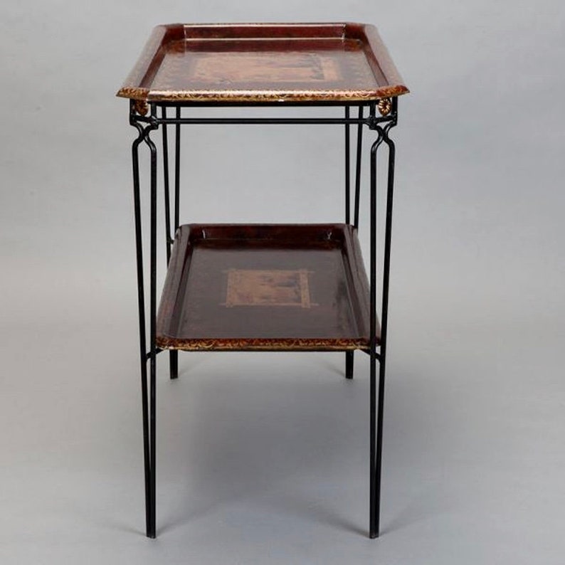 French Two Tier Metal Tole Tray Console or Accent Table [4149] - Etsy
