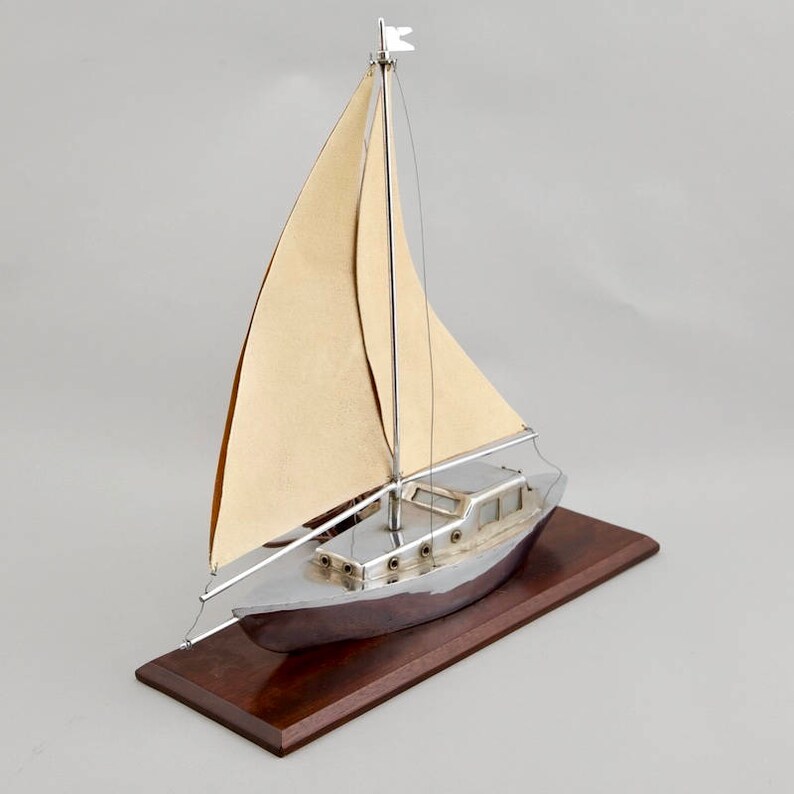 Art Deco Nautical Sculpted Metal Yacht Table Lamp With Copper Etsy